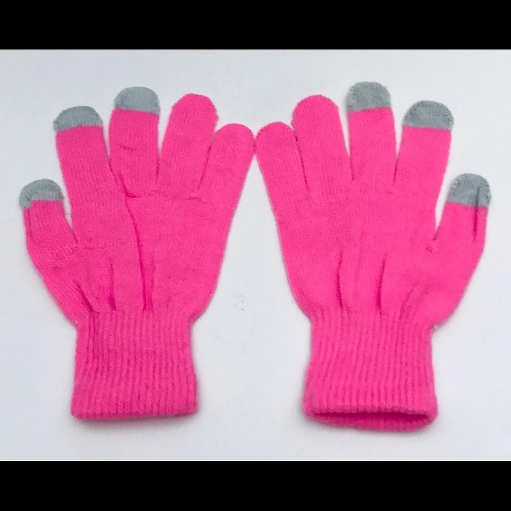 NEW Pink Touchscreen Knit Gloves